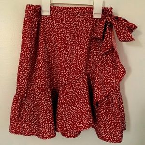 flowy red with white dots skirt